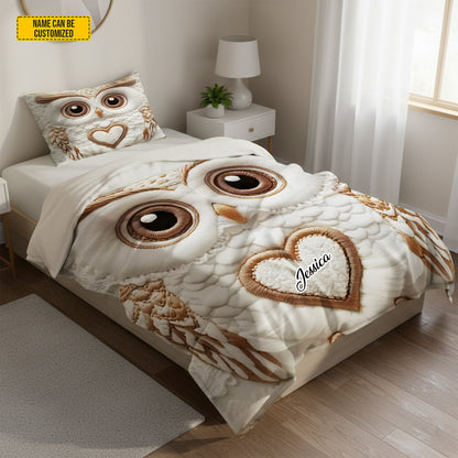Personalize Cute Owl Bedding Set
