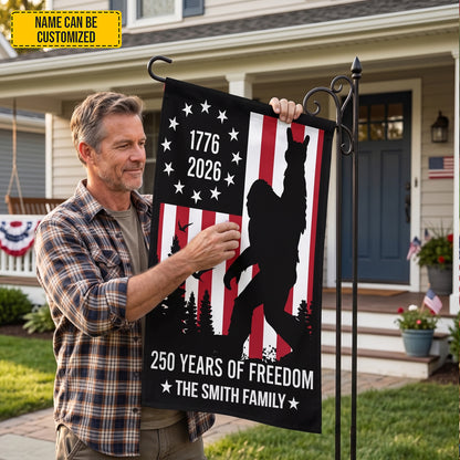 Personalized Bigfoot American Freedom Garden Flag