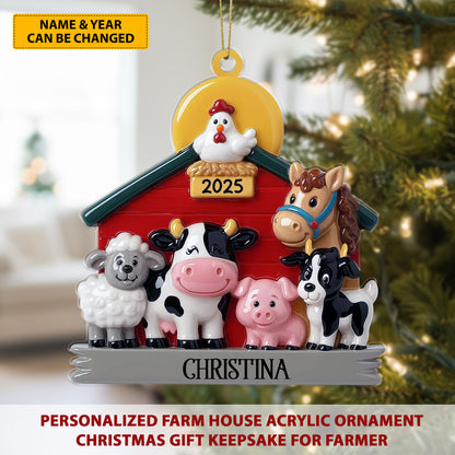 Personalized Farmhouse Christmas Acrylic Ornament