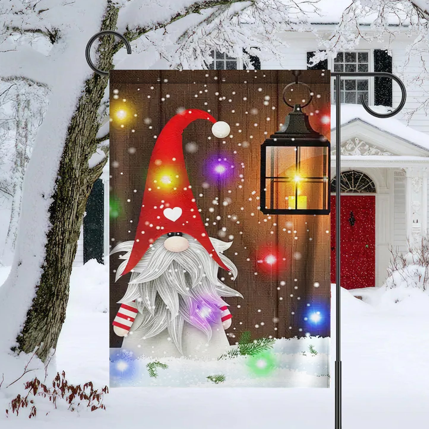 Christmas Gnome with Lantern – Holiday Garden Flag