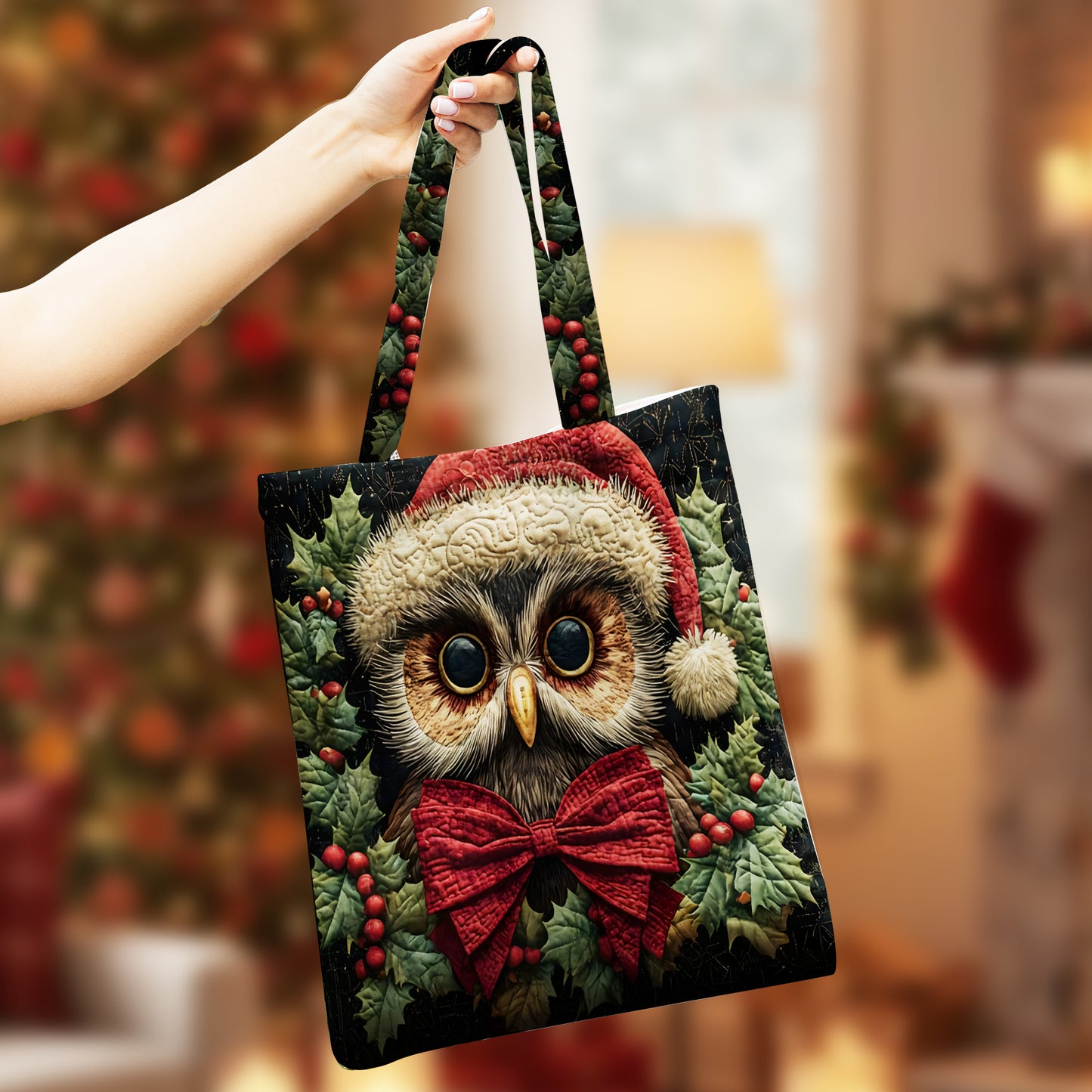 Christmas Owl Tote Bag