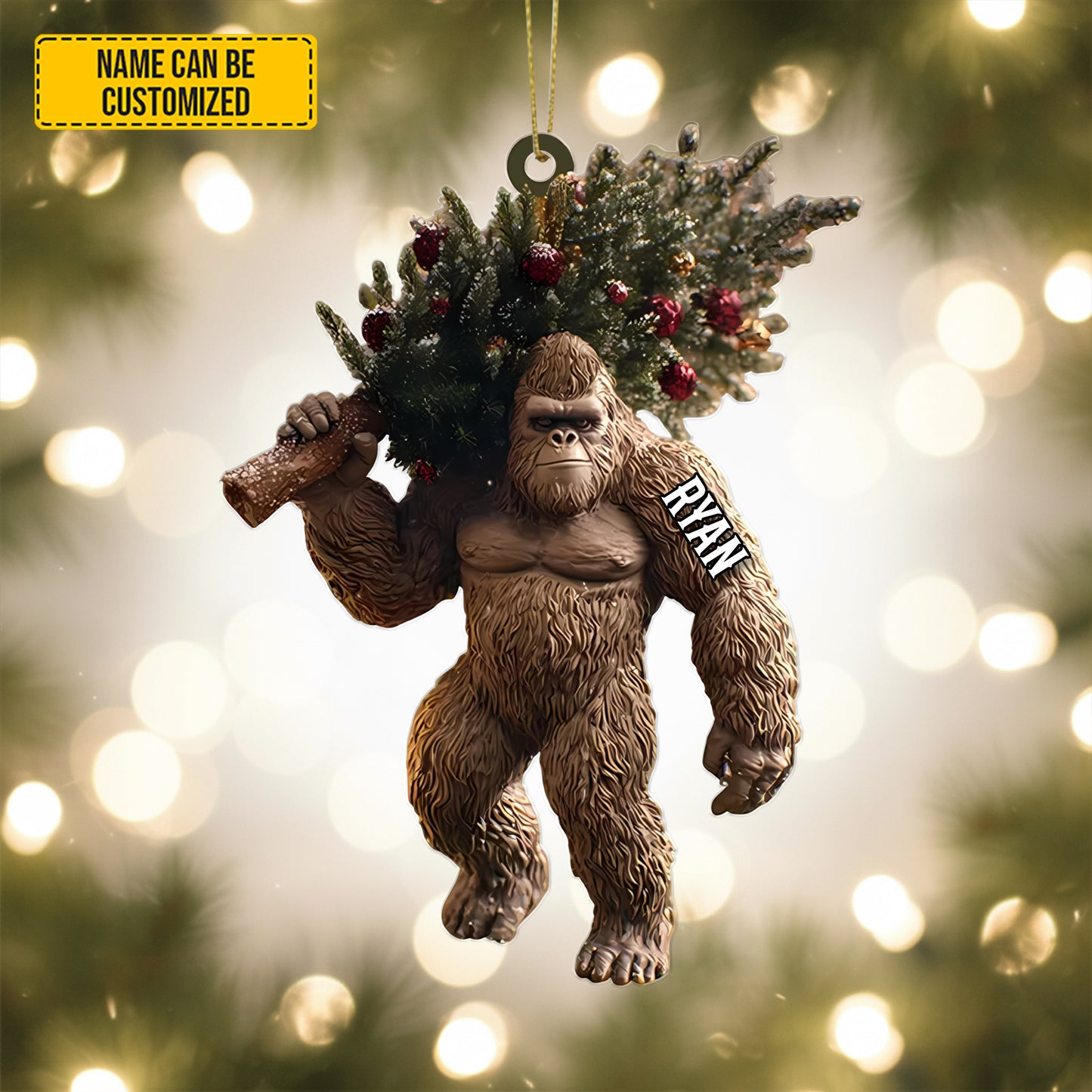 Personalized Funny Sasquatch Holiday Keepsake Acrylic Ornament