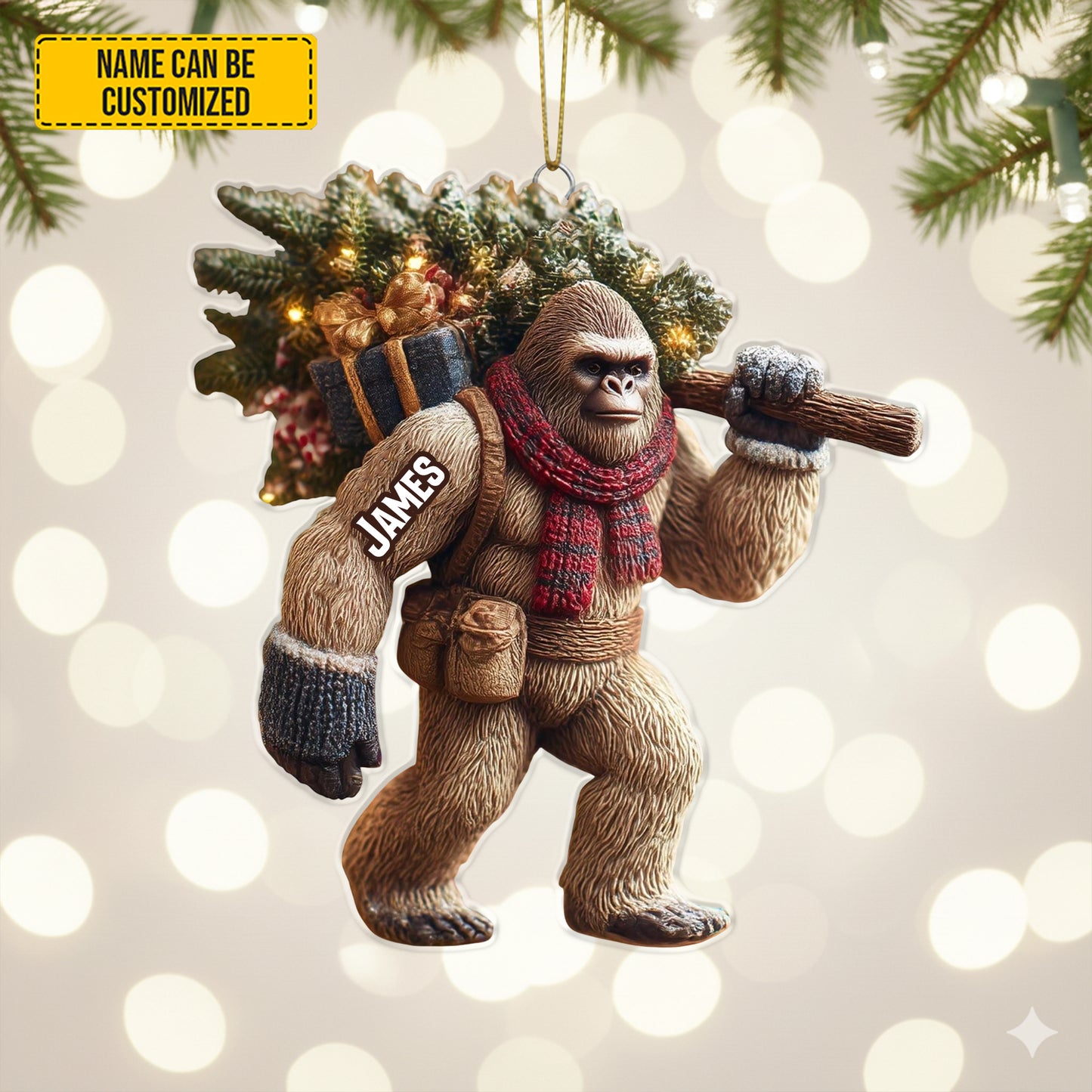 Personalized Bigfoot Christmas Acrylic Ornament