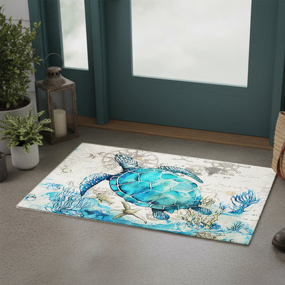 Ocean Blue Sea Turtle Doormat