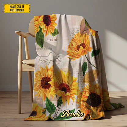 Personalized Beautiful Sunflower Blanket