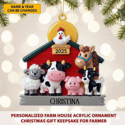 Personalized Farmhouse Christmas Acrylic Ornament
