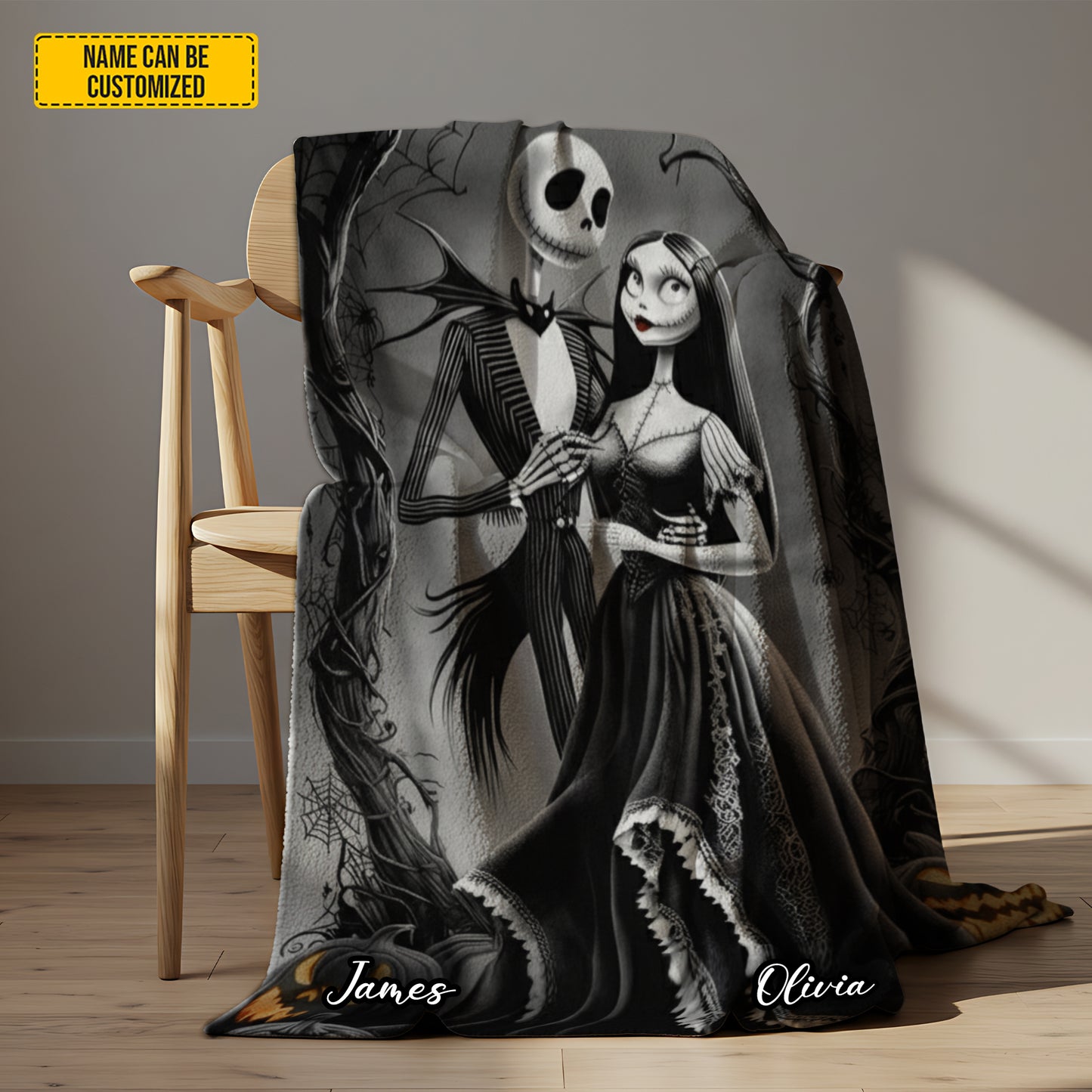 Personalized Couple Skull Gothic Blanket