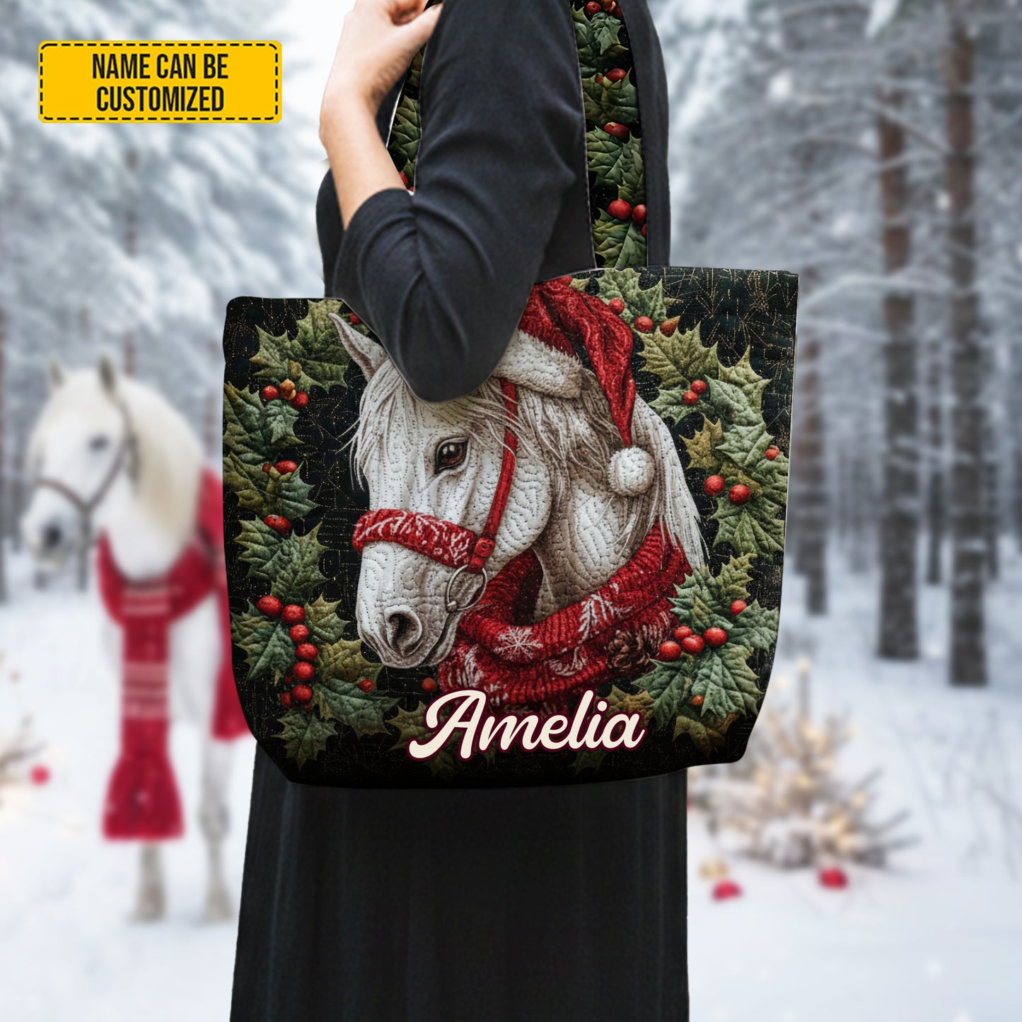 Christmas Horse - Personalized Horse Tote Bag