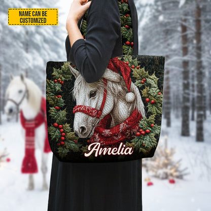 Christmas Horse - Personalized Horse Tote Bag