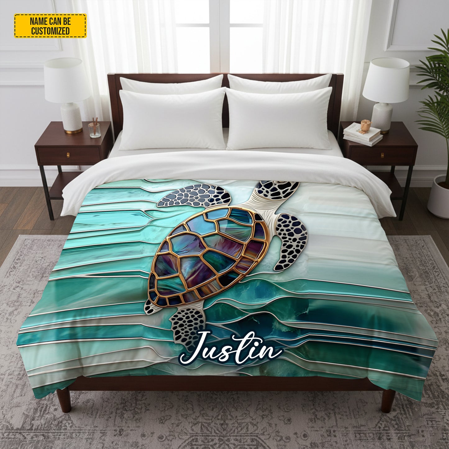 Ocean Turtle - Personalized Turtle Blanket