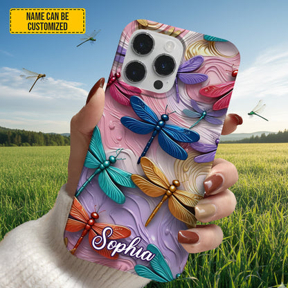 Colorful Dragonflies - Personalized Phone Case