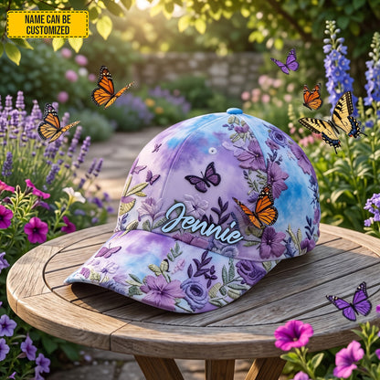 Personalized Floral Butterfly Classic Cap