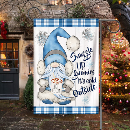 Snuggle Up Gnomies - Christmas Garden Flag