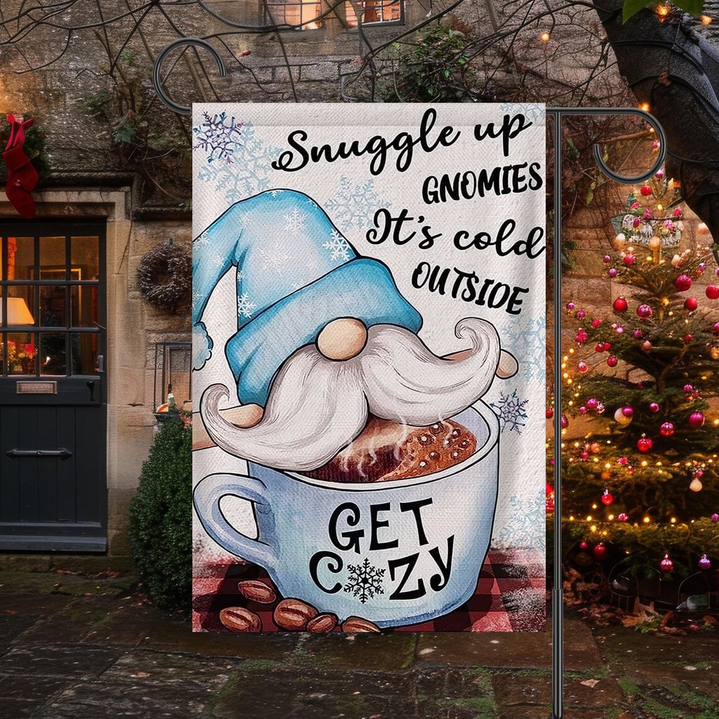 Get Cozy - Christmas Gnomies Garden Flag