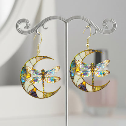 Dragonfly & Crescent Moon Earrings