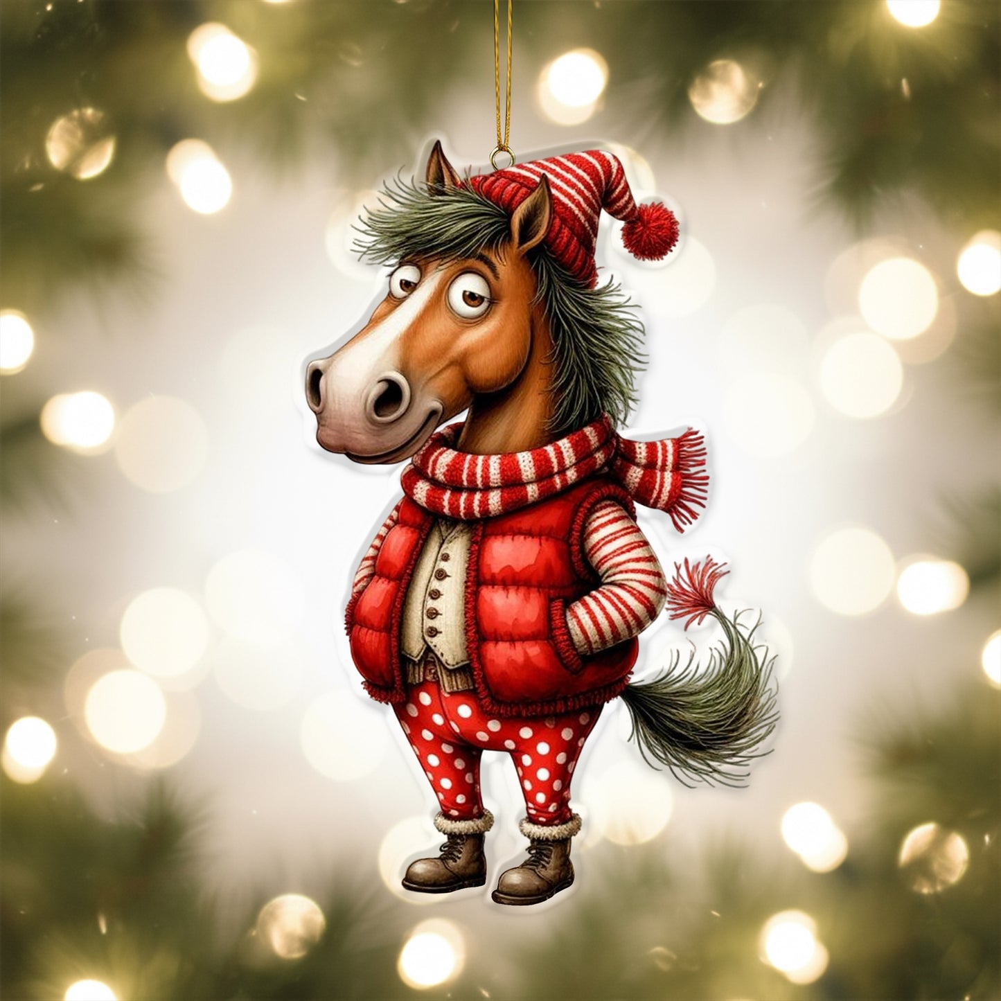 Funny Christmas Horse Ornament