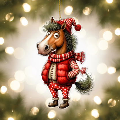 Funny Christmas Horse Ornament