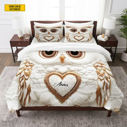 Personalize Cute Owl Bedding Set