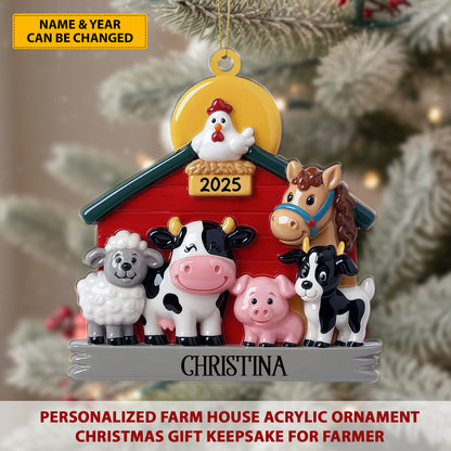 Personalized Farmhouse Christmas Acrylic Ornament