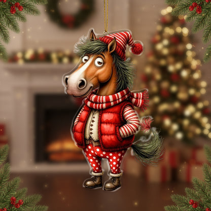Funny Christmas Horse Ornament