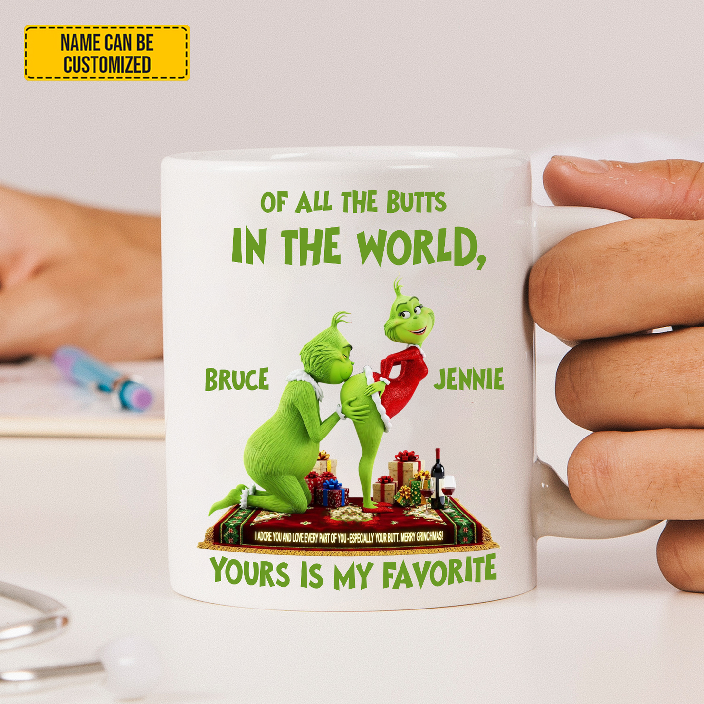 Personalized Funny Green Couple Mug