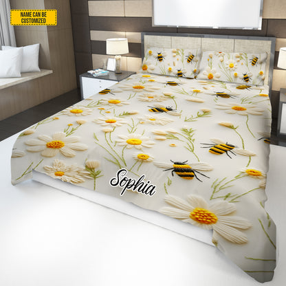 Personalize Bee & Daisy Bedding Set