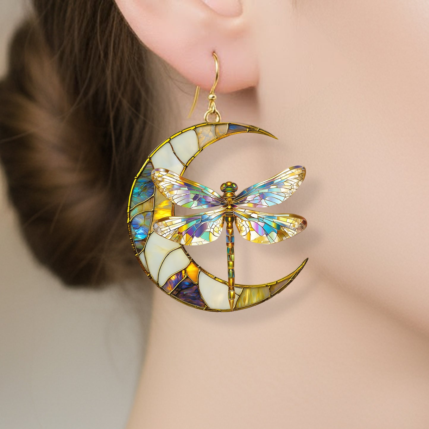 Dragonfly & Crescent Moon Earrings