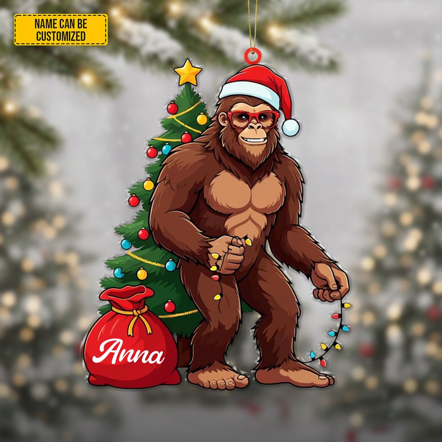 Personalized Cute Bigfoot Christmas Acrylic Ornament