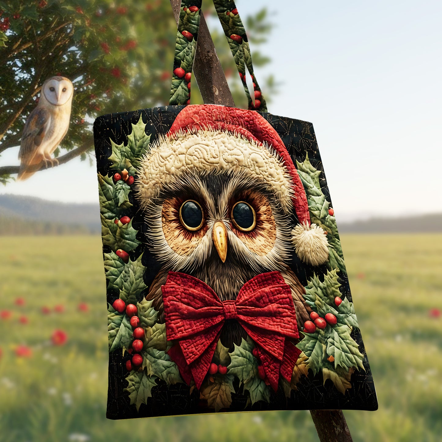 Christmas Owl Tote Bag