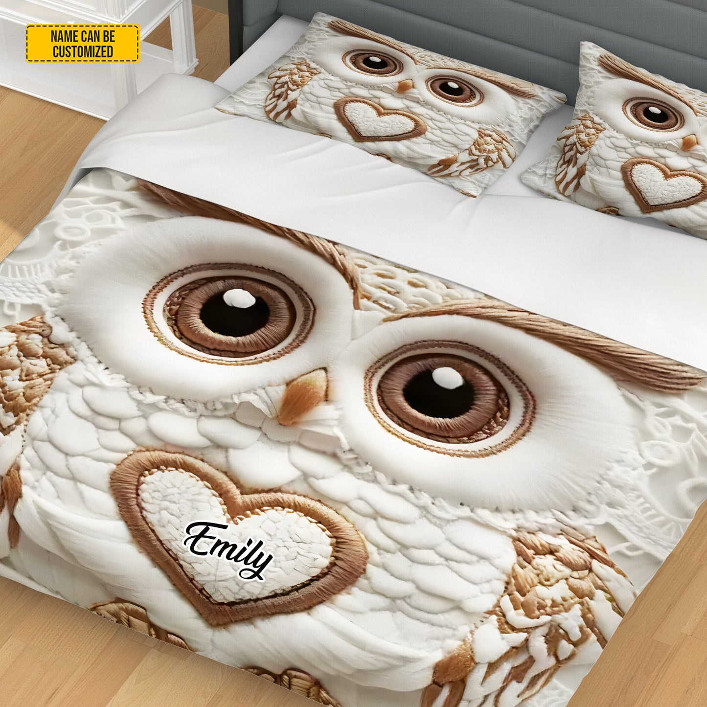 Personalize Cute Owl Bedding Set