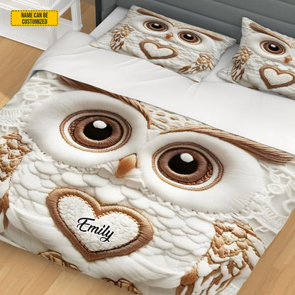 Personalize Cute Owl Bedding Set