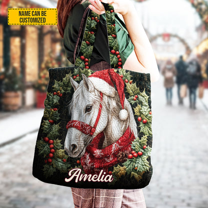 Christmas Horse - Personalized Horse Tote Bag