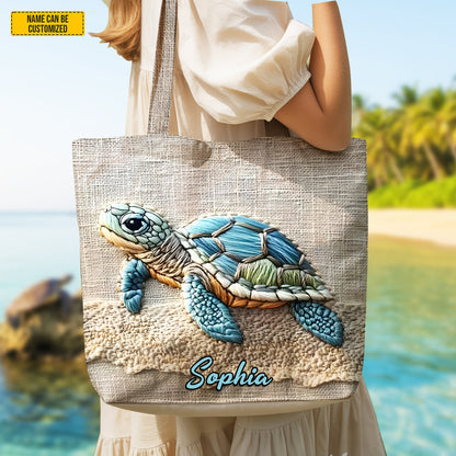 Personalized Sea Turtle Tote Bag