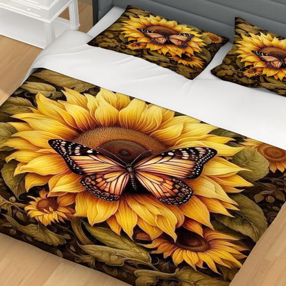 Personalize Sunflower and Butterfly Bedding Set