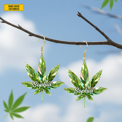 Personalized Colorful Weed Earrings