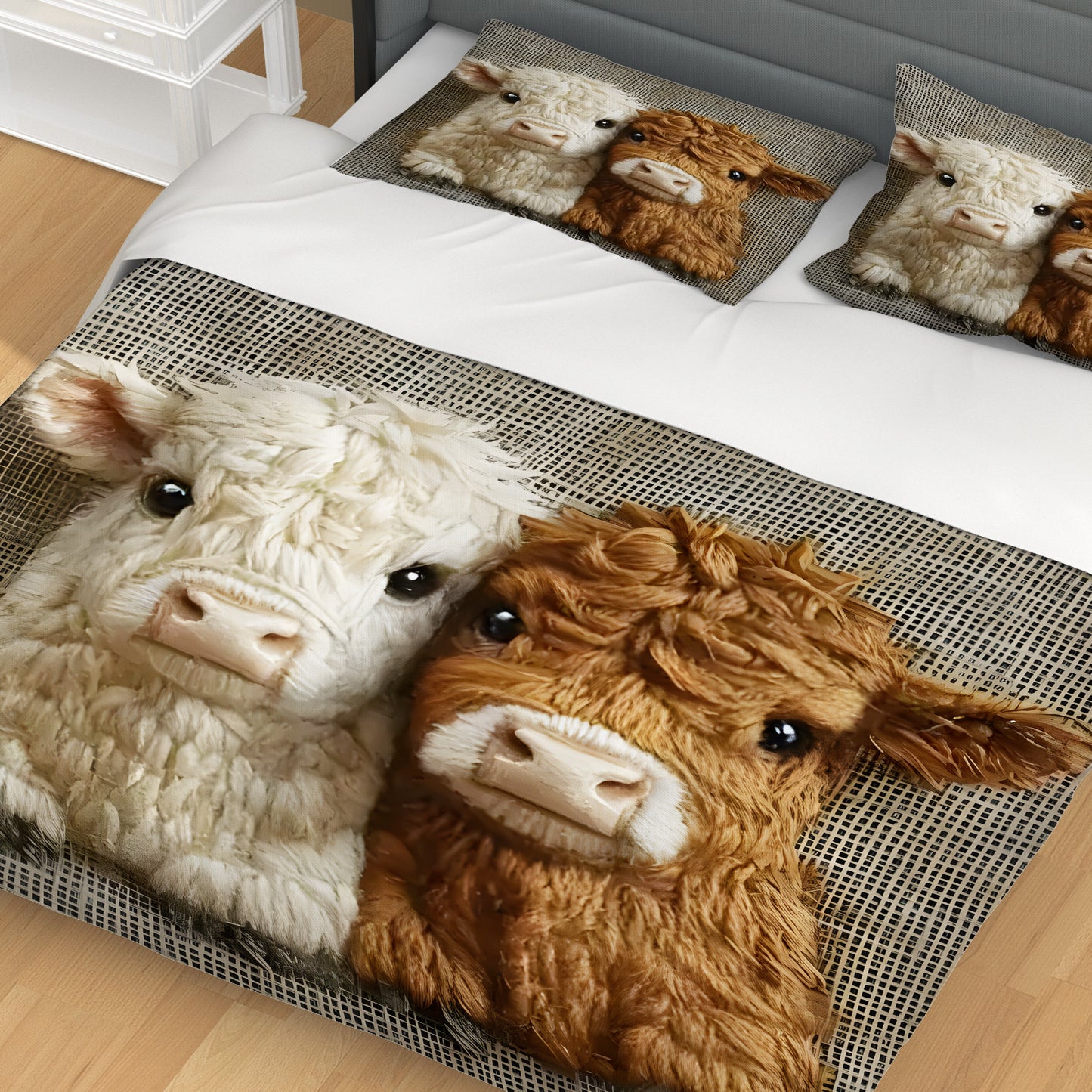 Couple Highland Cow Pattern Bedding Set