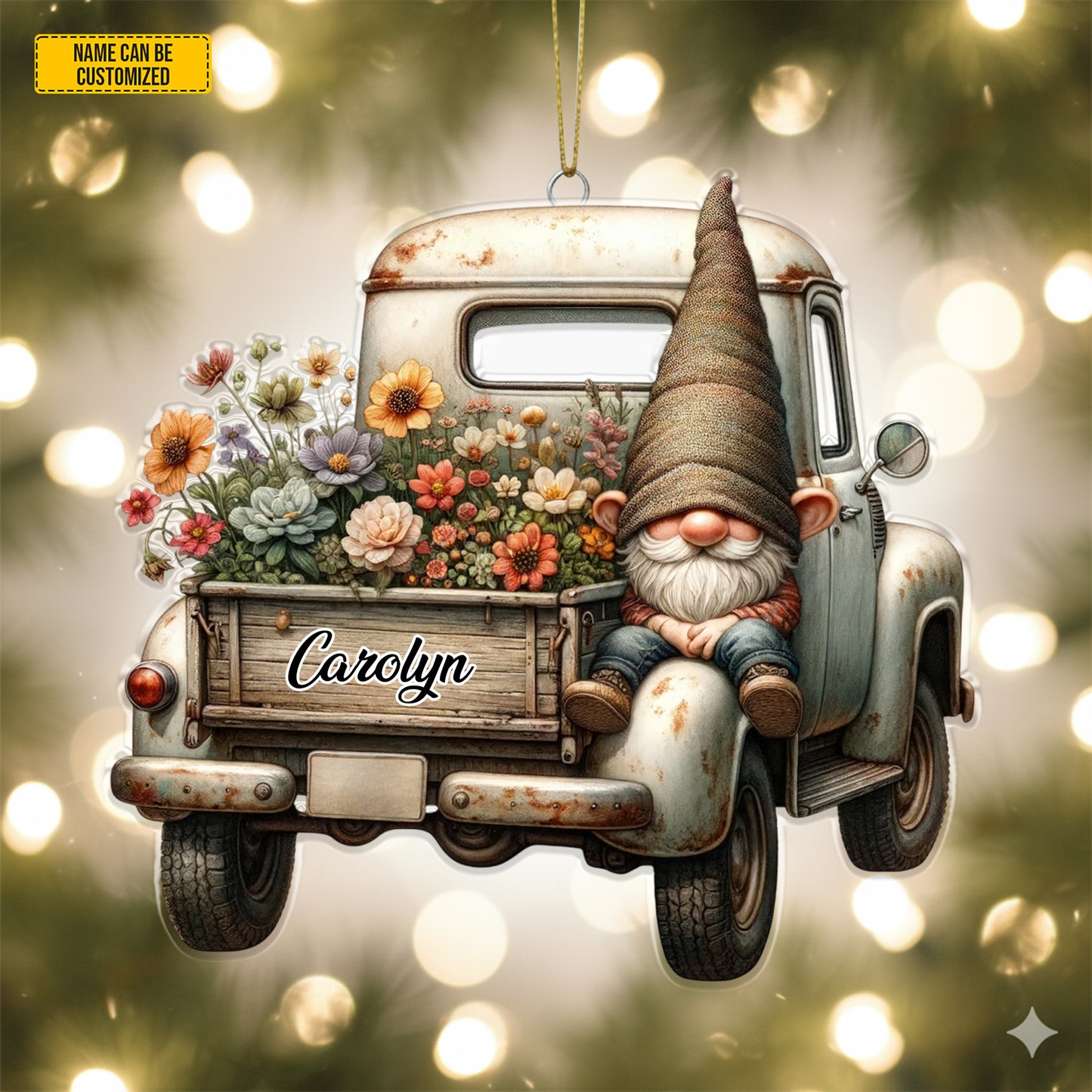Personalized Gnome Truck Acrylic Ornament