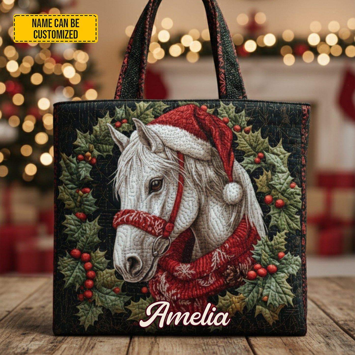 Christmas Horse - Personalized Horse Tote Bag