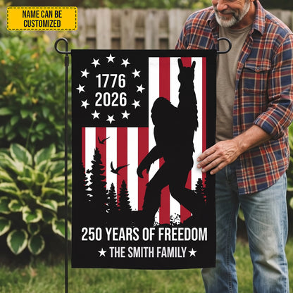 Personalized Bigfoot American Freedom Garden Flag