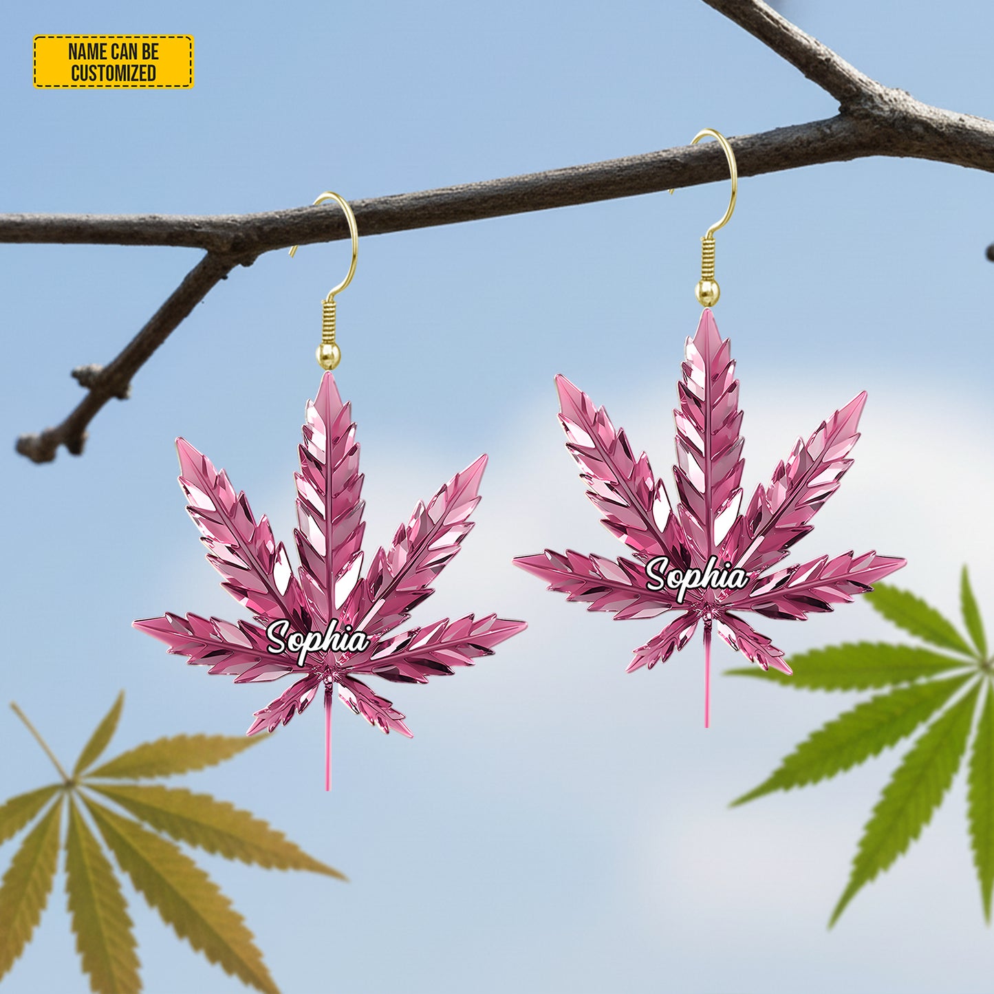 Personalized Colorful Weed Earrings