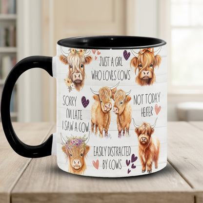 Just A Girl Who Loves Cows Accent Mug