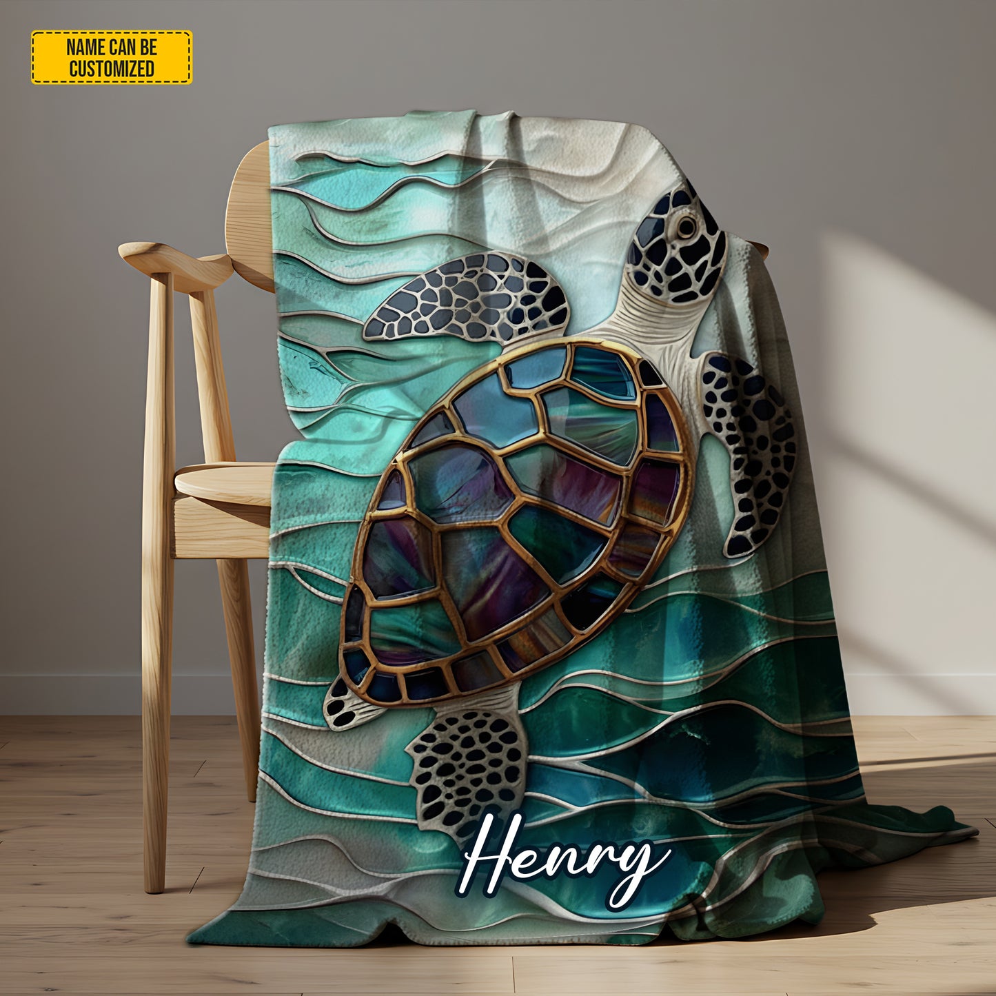 Ocean Turtle - Personalized Turtle Blanket