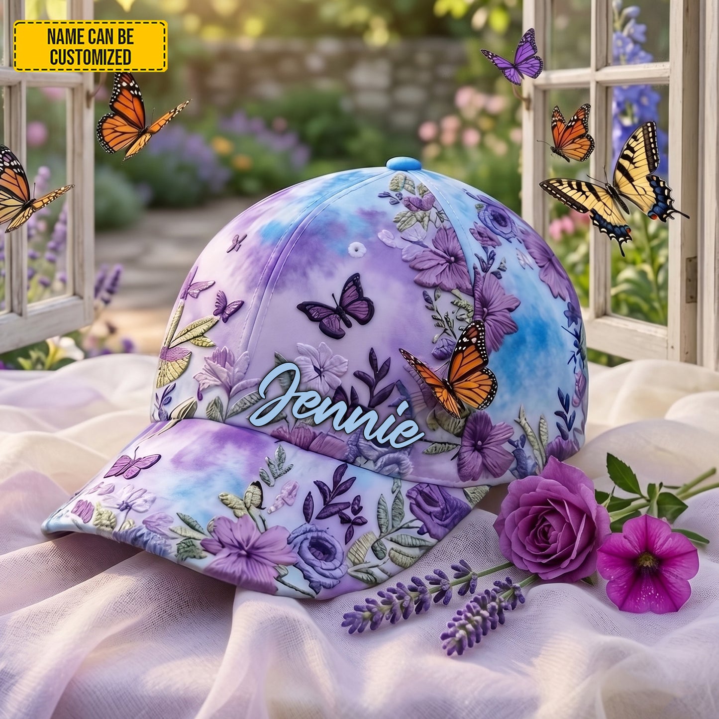 Personalized Floral Butterfly Classic Cap