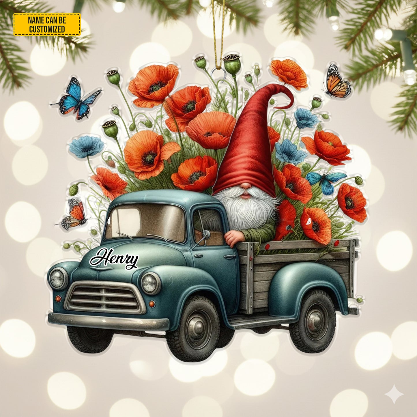 Personalized Gnome Truck Acrylic Ornament
