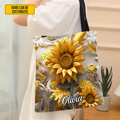 Personalized Beautiful Sunflower Tote Bag