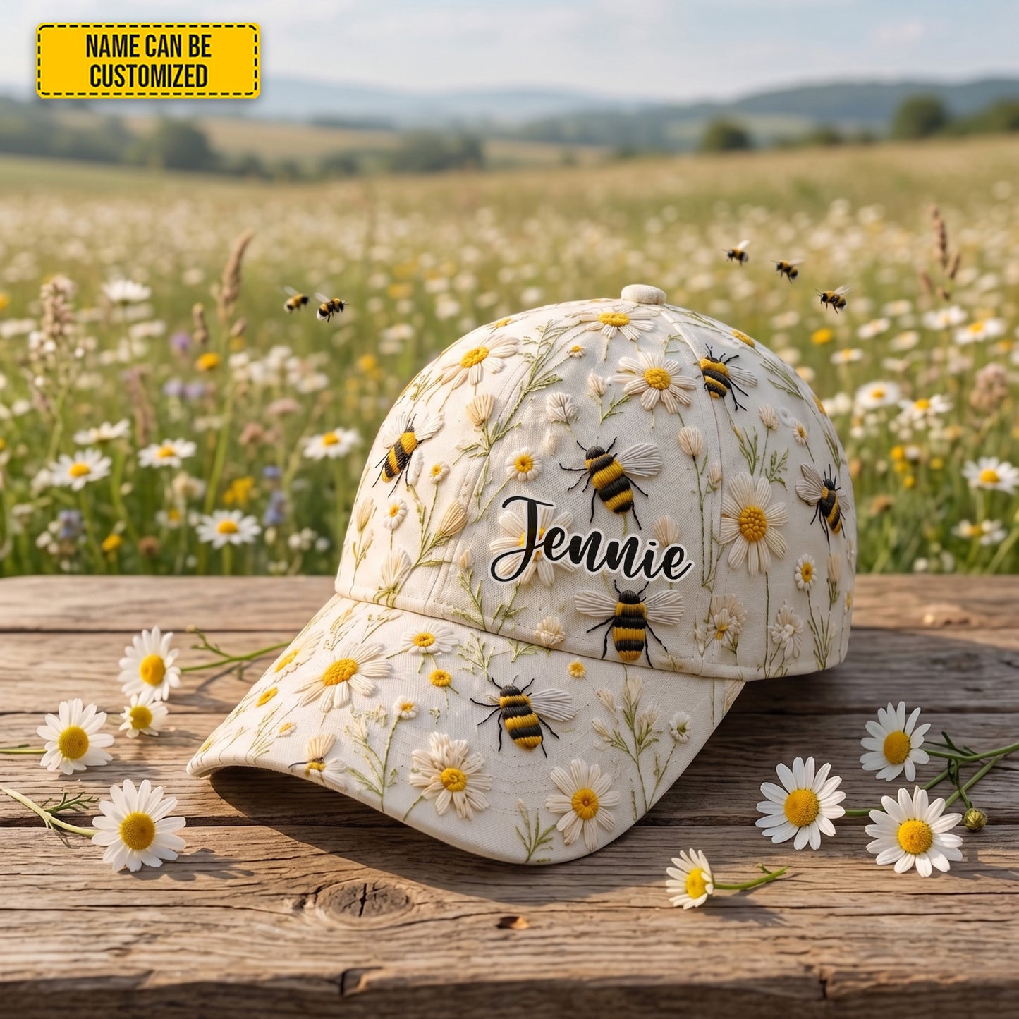 Personalized Bee & Daisy Classic Cap