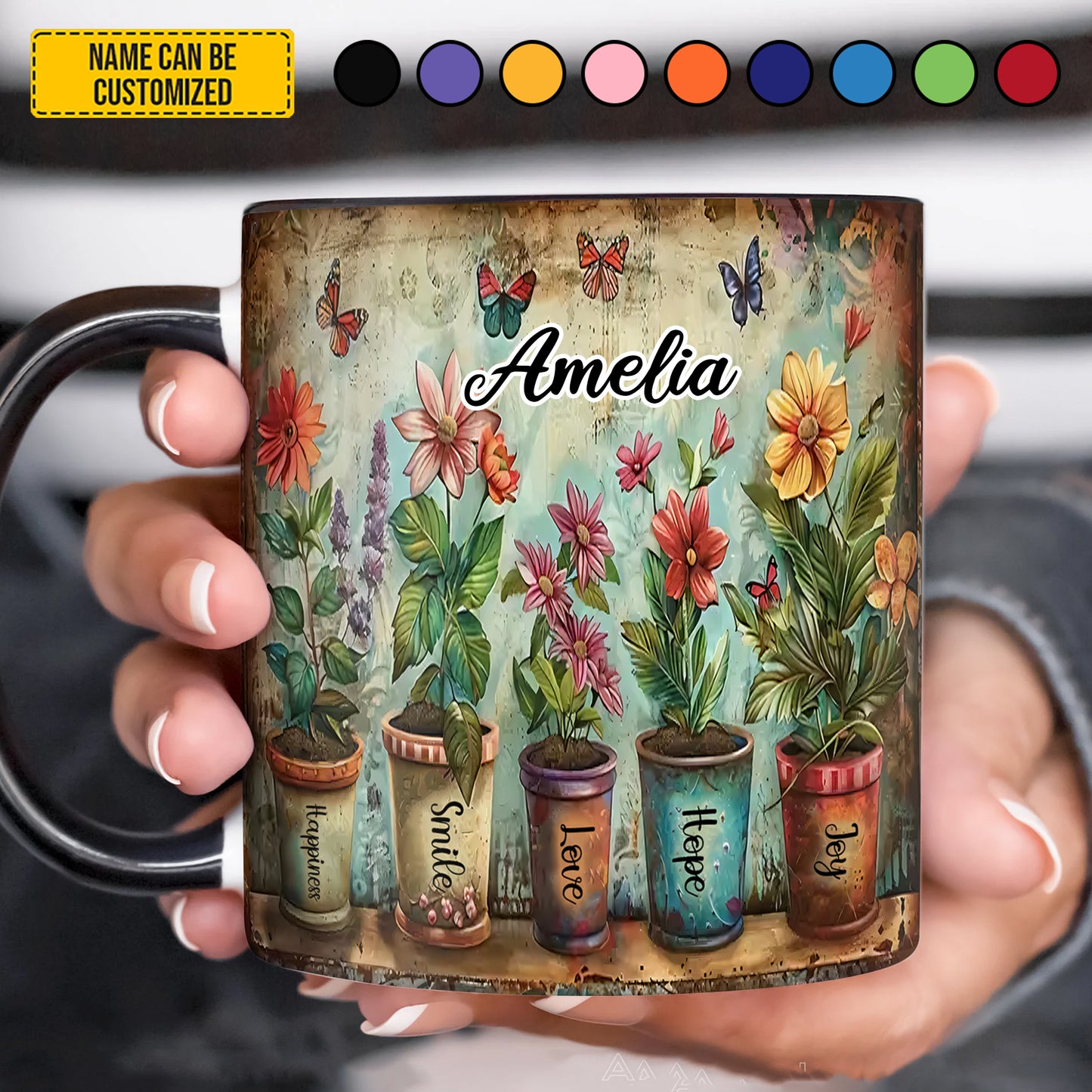 Personalized Flower Pot Accent Mug