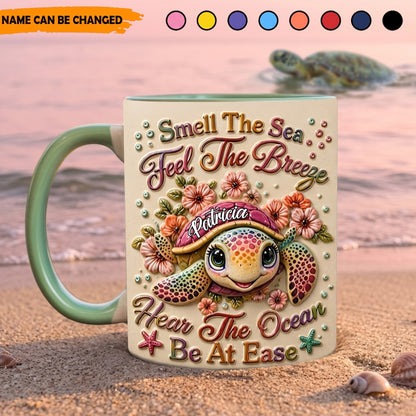 Hear The Ocean - Personalized Turtle Accent Mug