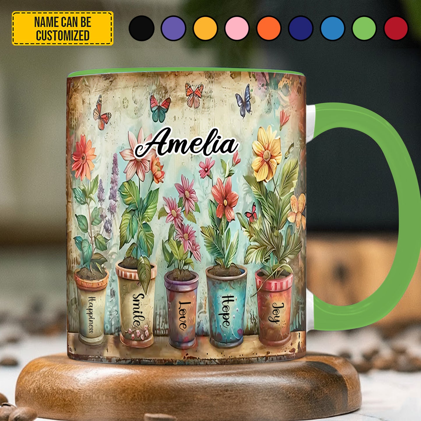 Personalized Flower Pot Accent Mug