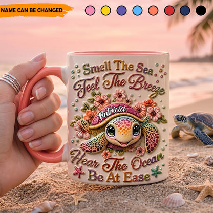 Hear The Ocean - Personalized Turtle Accent Mug